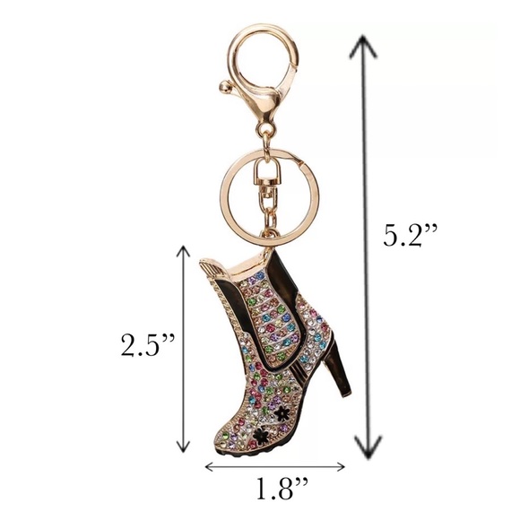 Pink and Red Crystal High Heel Boot Keychain Charm - Picture 16 of 16